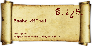Baahr Ábel névjegykártya